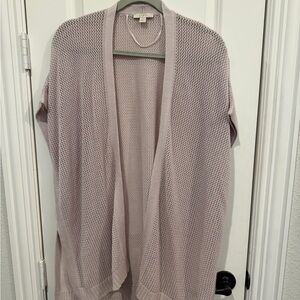 LOFT Soft Pink Open Knit Cardigan